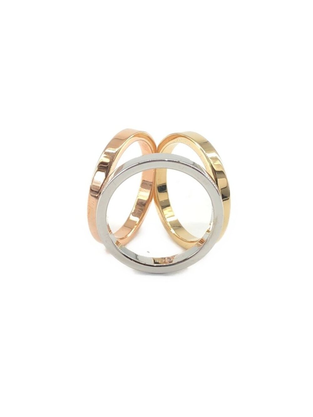 Hermes Trio Scarf Ring Gold Pink Silver